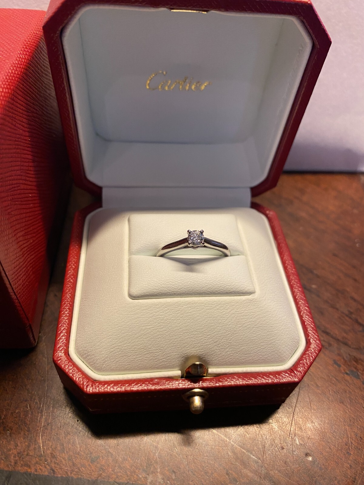 CARTIER 0.23ct Round Brilliant E – VVS1 Diamond Platinum Engagement Ring Size 5