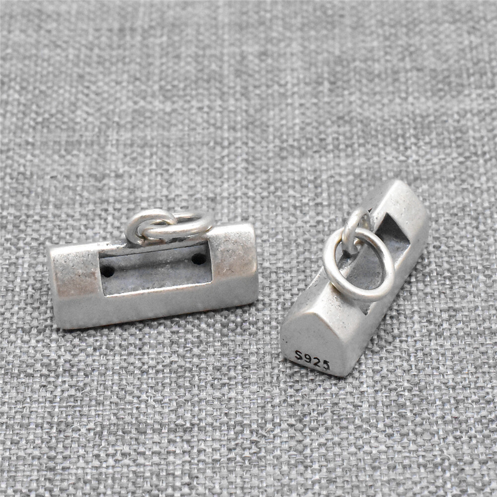 2pcs of 925 Sterling Silver Ancient Lock Charms 3D Chinese Hundred Family Lock