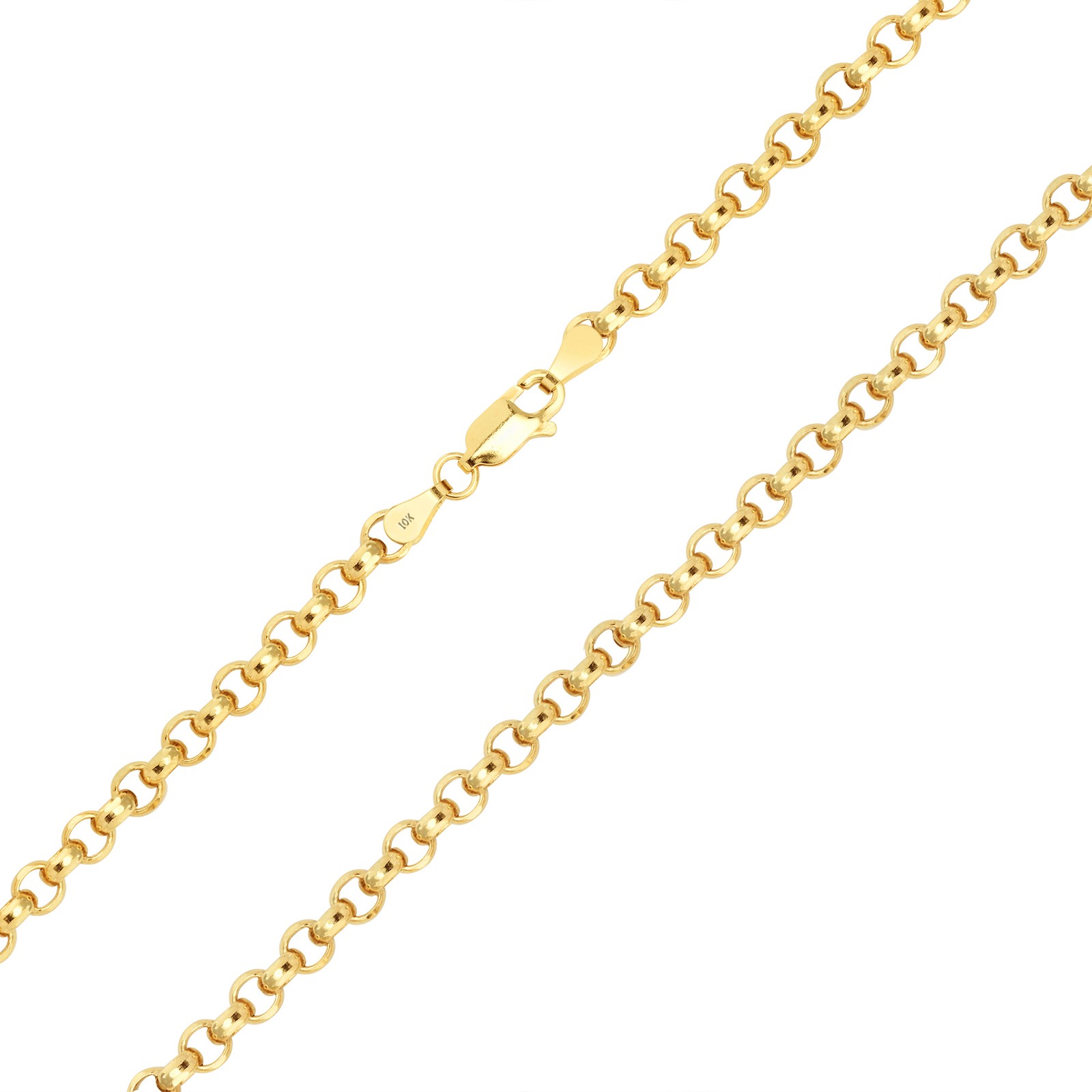 10K Yellow Gold 2mm-5mm Rolo Round Cable Link Chain Pendant Necklace, 16″- 30″