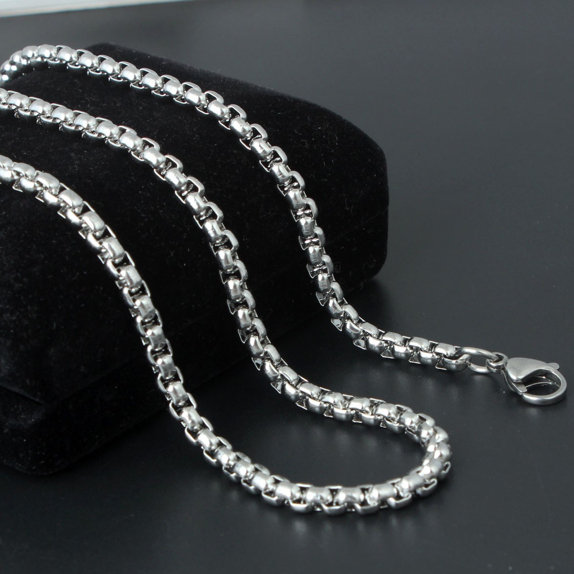 USA Stock 2mm 28″ Stainless Steel Square Rolo Link Chain Box Chain Necklace