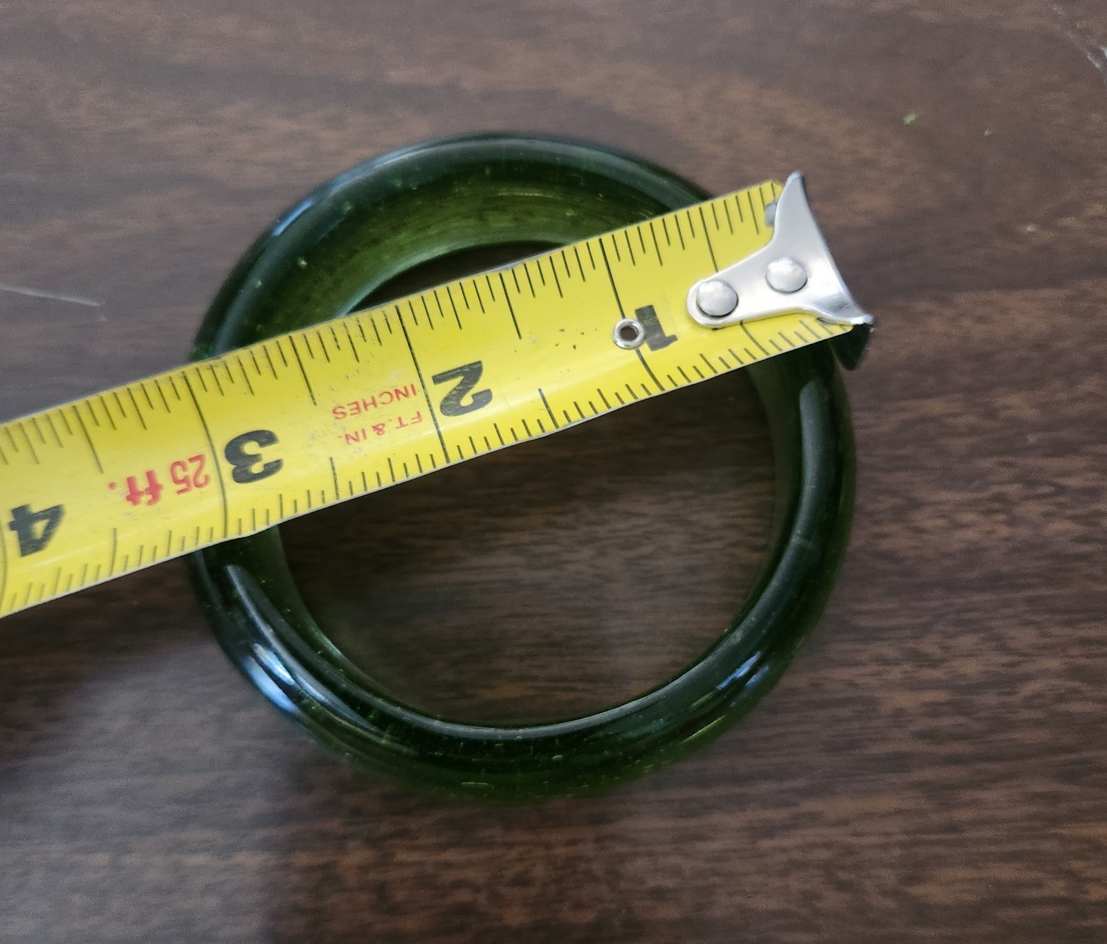 Green Glass Bangle Bracelet Vintage, Multiple Sizes