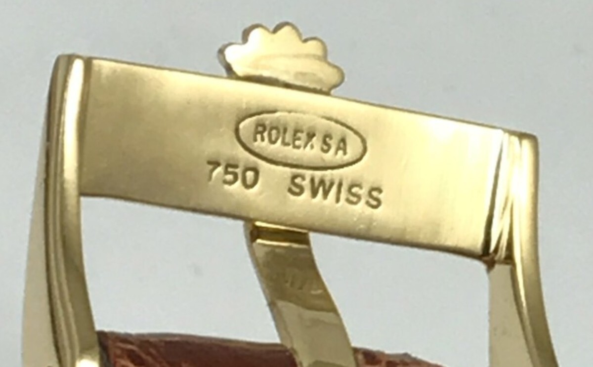ROLEX 18k GOLD 16mm Logo Buckle Cognac Color Genuine LIZARD 20mm Strap