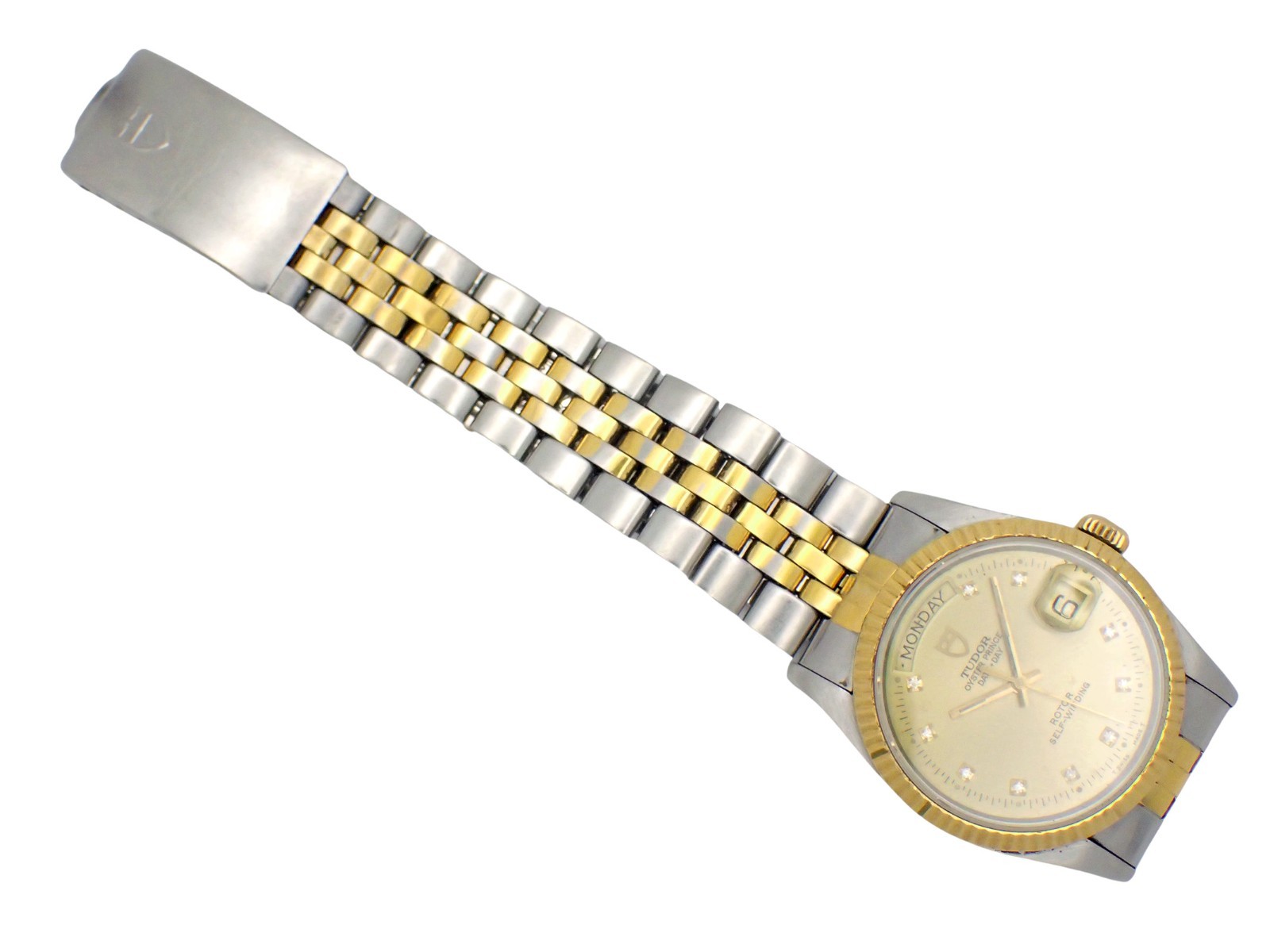 TUDOR Oyster Prince Date + Day Rotor Automatic DayDate Watch Gold Dial 76213