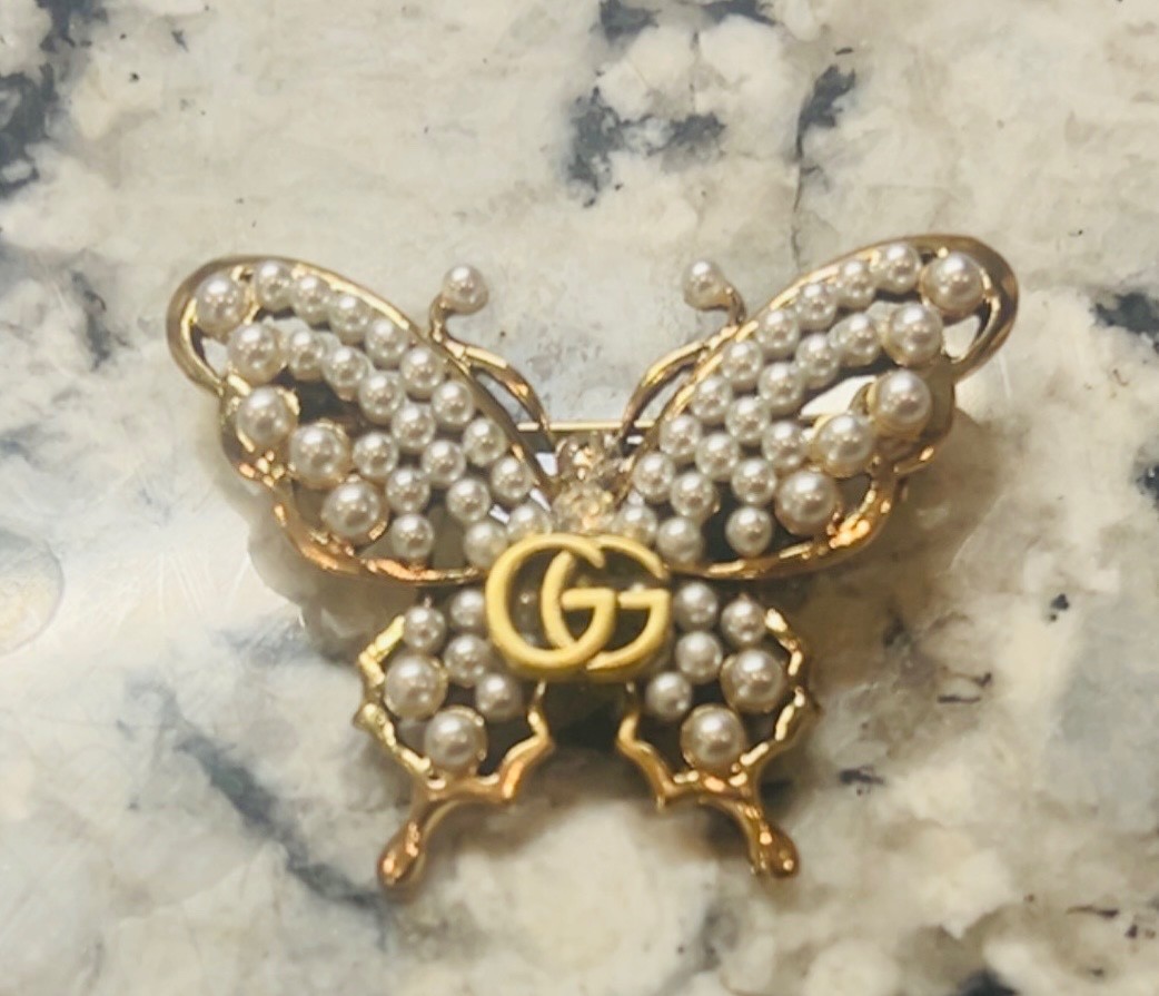 Stunning Repurposed GG Gucci Pearl Bee brooch