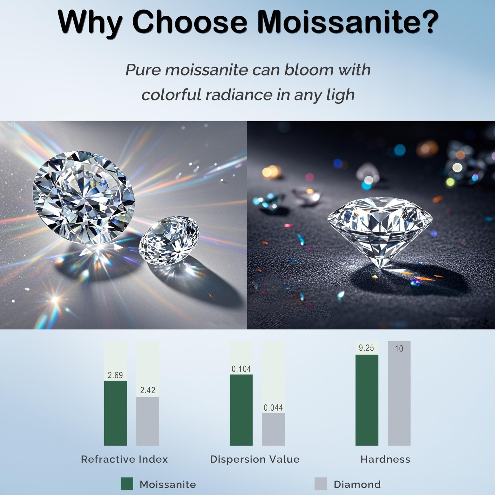 Moissanite Stud Earrings G23 Titanium Hypoallergenic Screw Back Moissanite Ea…