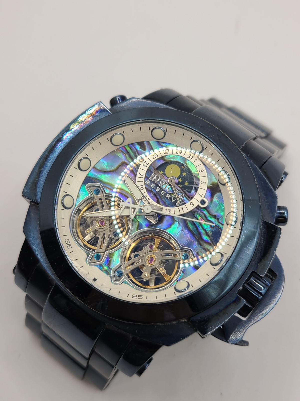 48mm Auto MOON PHASE | Blue Abalone Dial & Bracelet | MAN OF WAR Invicta Watch