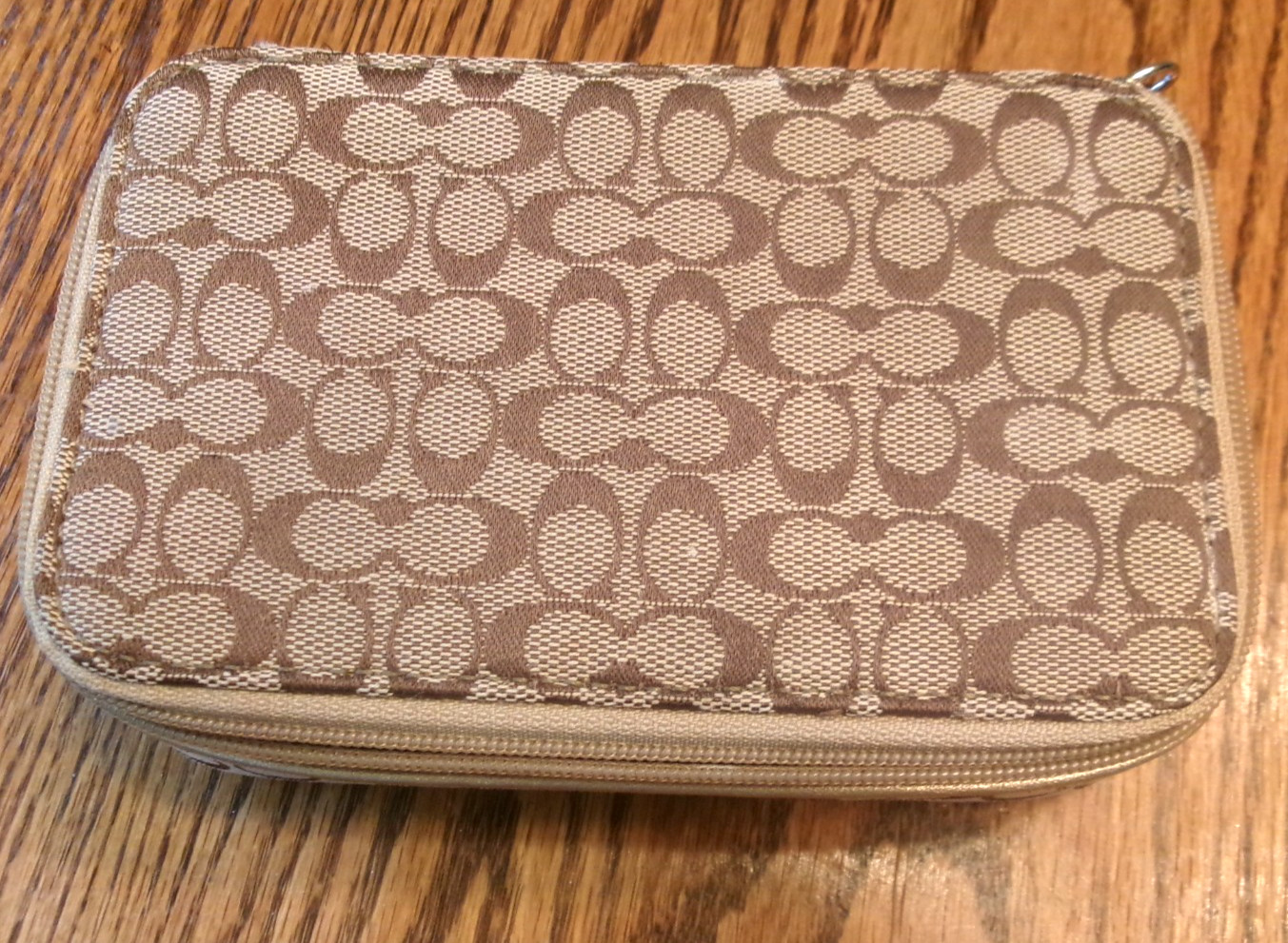 Coach Signature Canvas 6″ x 4″ Small Jewelry Box Travel Case Organizer GC
