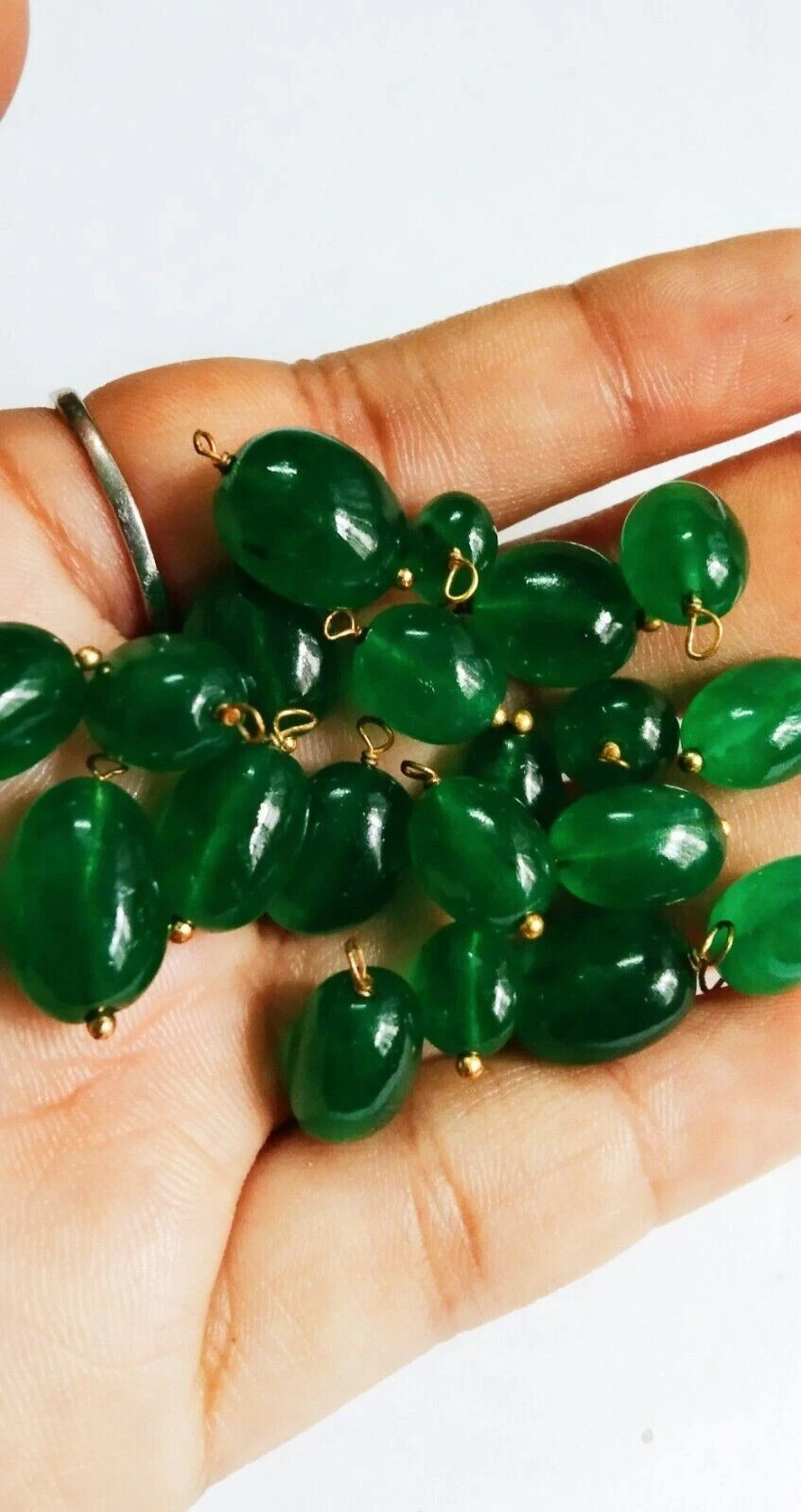 Emerald Oval Loose 8×11 mm Smooth Gemstone Beads Loose 25 Pecs jewellery making