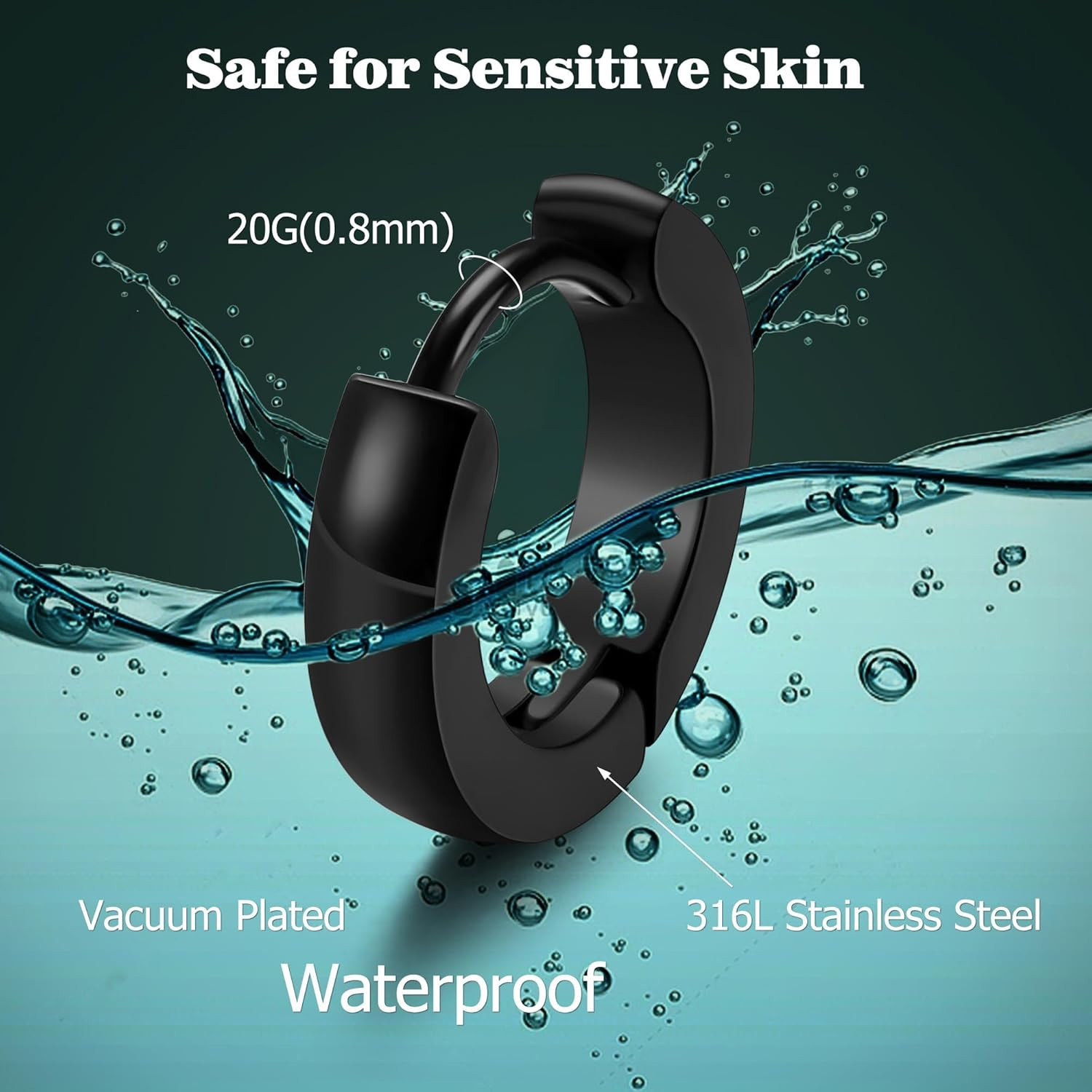 Hypoallergenic Small Hoop Earrings for Men Women 316L Surgical Stainless Steel G