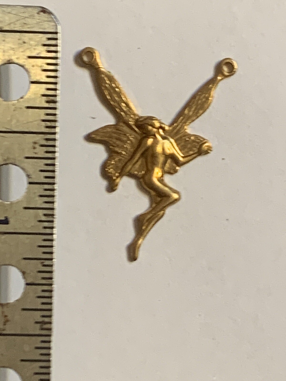 15 Vintage Brass Stamping / Fairy Nymph Two Holes for Drop or Necklace
