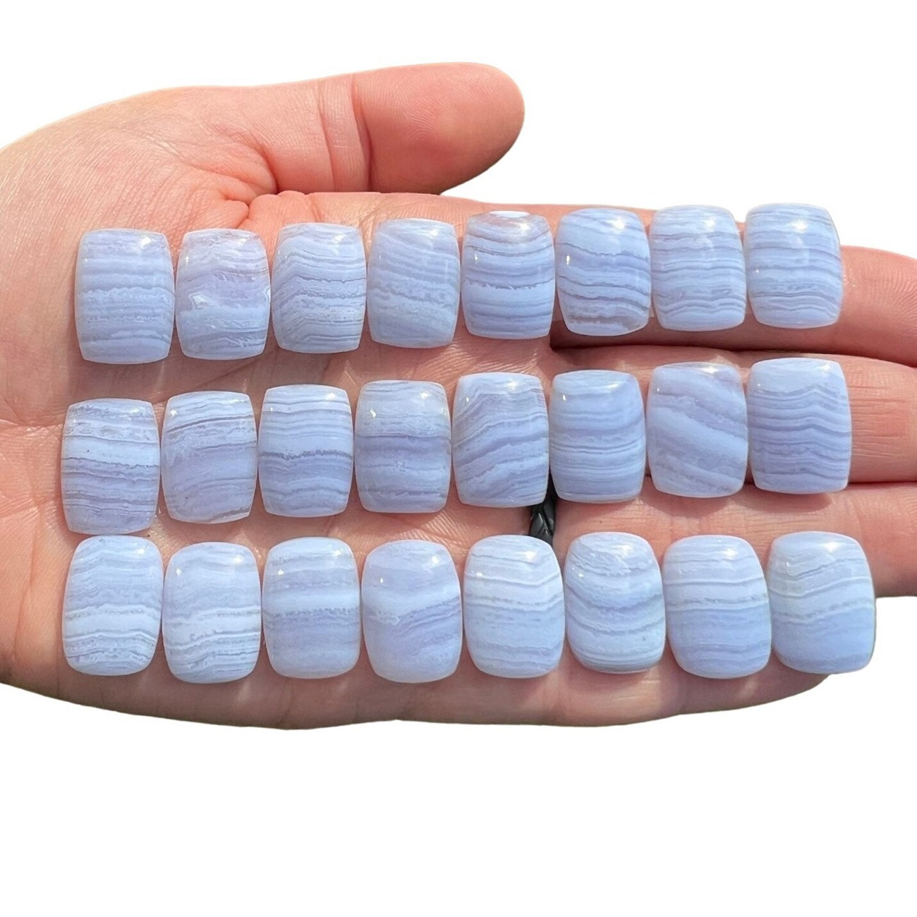 Natural Blue Lace Agate Rectangle Cabochon 6x8mm To 12x16mm Loose Gemstone