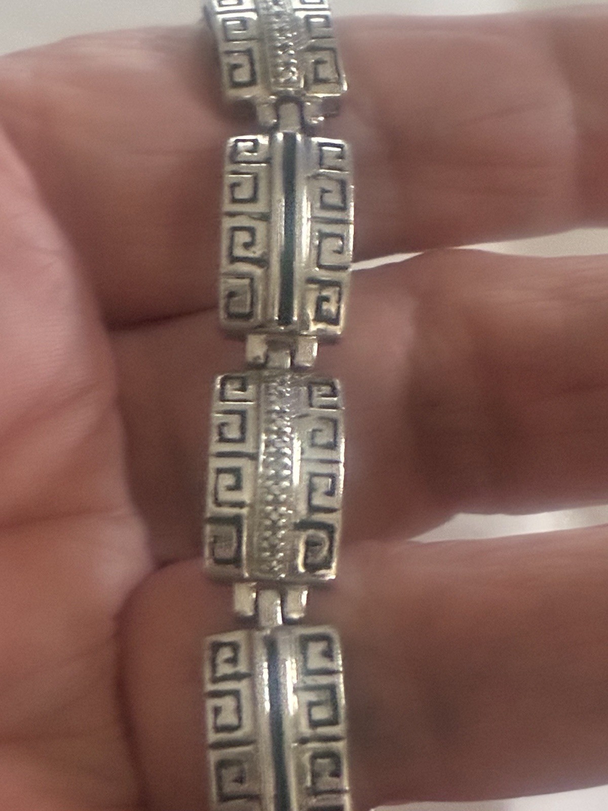 Heng Ngai HN Sterling Diamond Greek Key Design Necklace Bracelet Earring Set