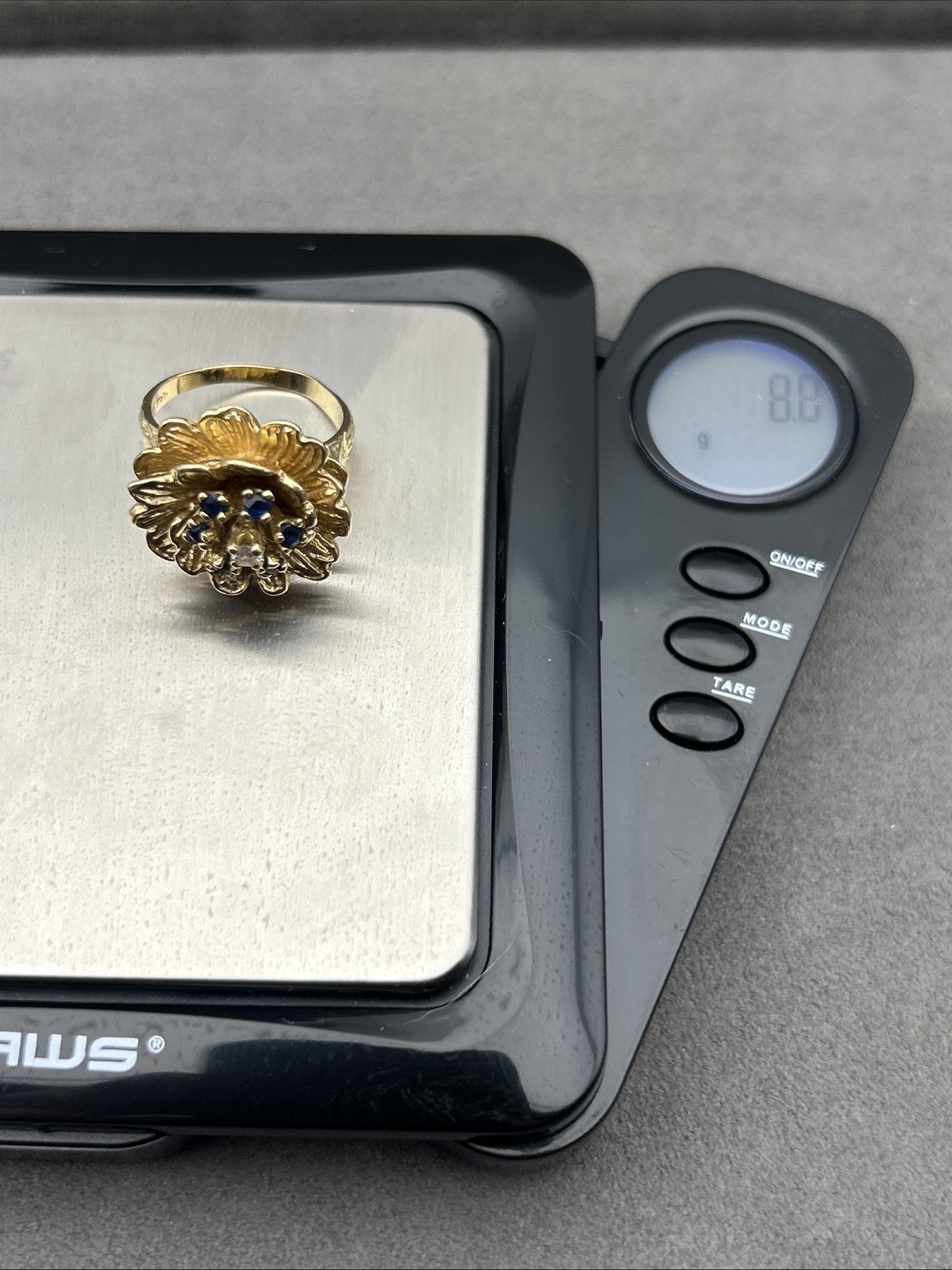 Vintage 14k Gold Sapphire & Diamond Ring Estate Antique 8.8 Grams (Not Scrap)