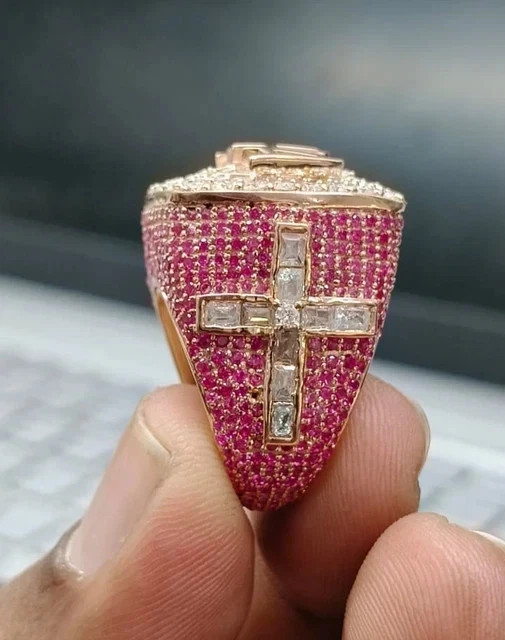 5TCW Round Lab Created Diamond Customize Name Wedding Ring 14k Rose Gold Plated