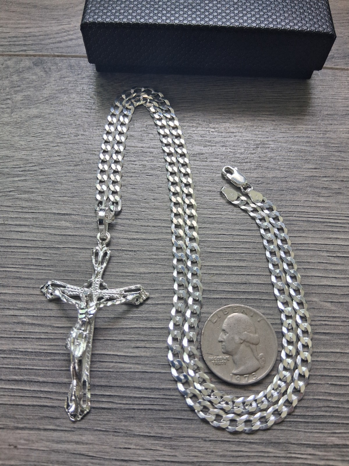 Cadena y Crucifijo Plata 925 / silver 925 chain and cross 24″ 4.5mm