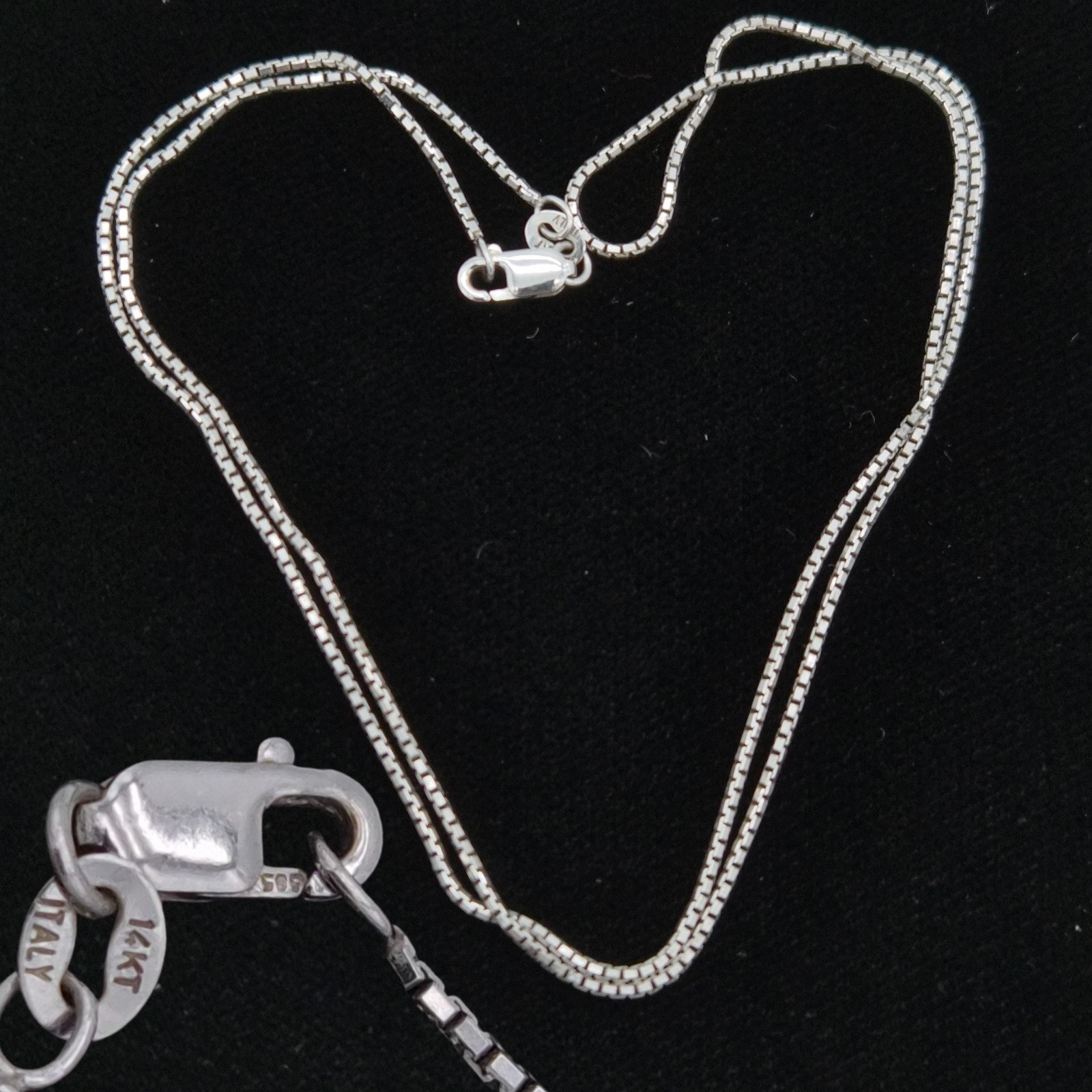 14k Italian White Gold Necklace Chain with 925 Clasp – “LXG” Stamped 3 Grams 18″