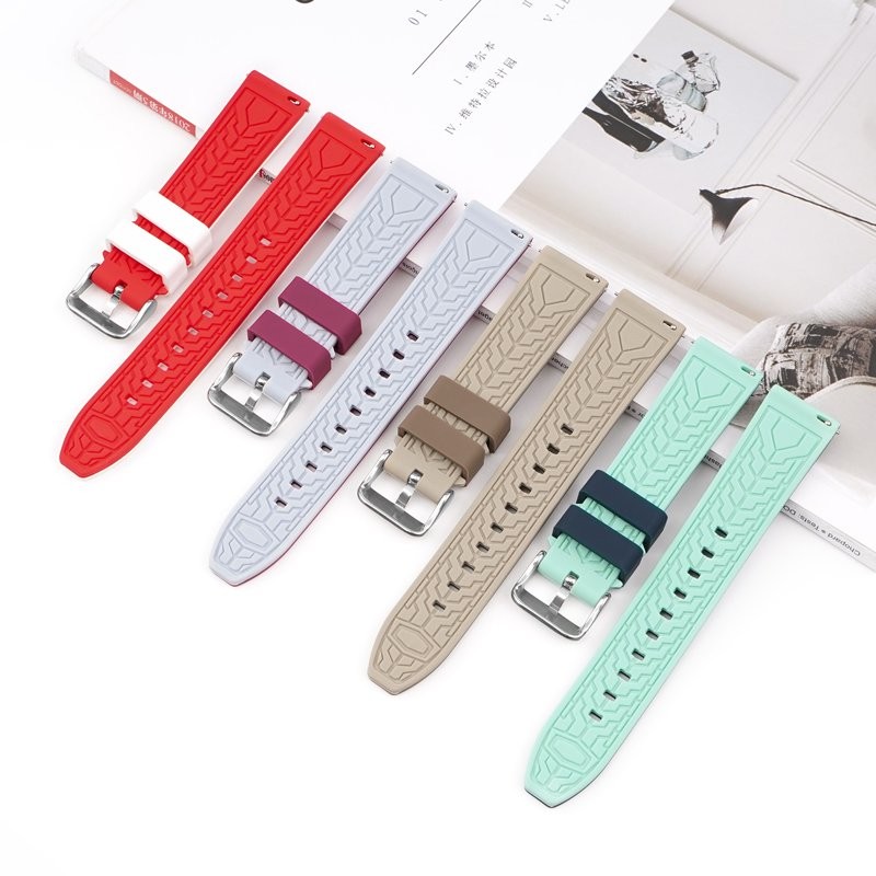 Quick Release 20mm 22mm 24mm 26mm Double Color Watch Band Soft Silicone Strap