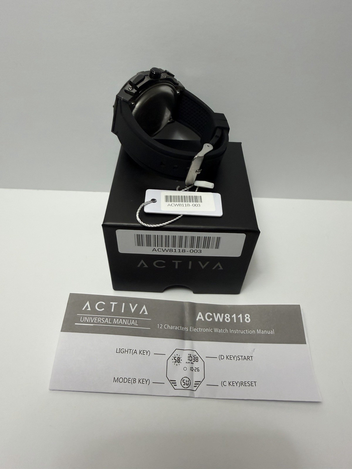 Activa ACW8118-003 Active Collection Black Ana-Digi Sport Watch blue backlight