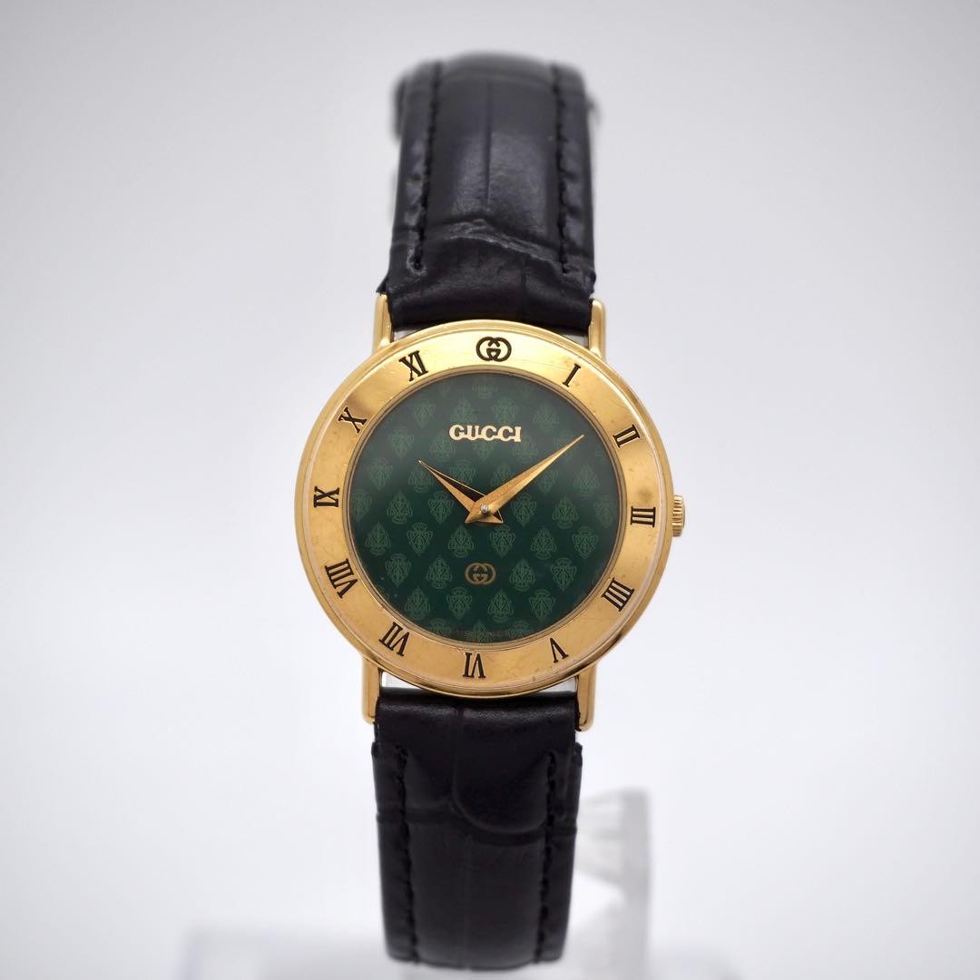 Gucci 3000L Ladies Watch Green Interlocking Quartz Japan 0713391