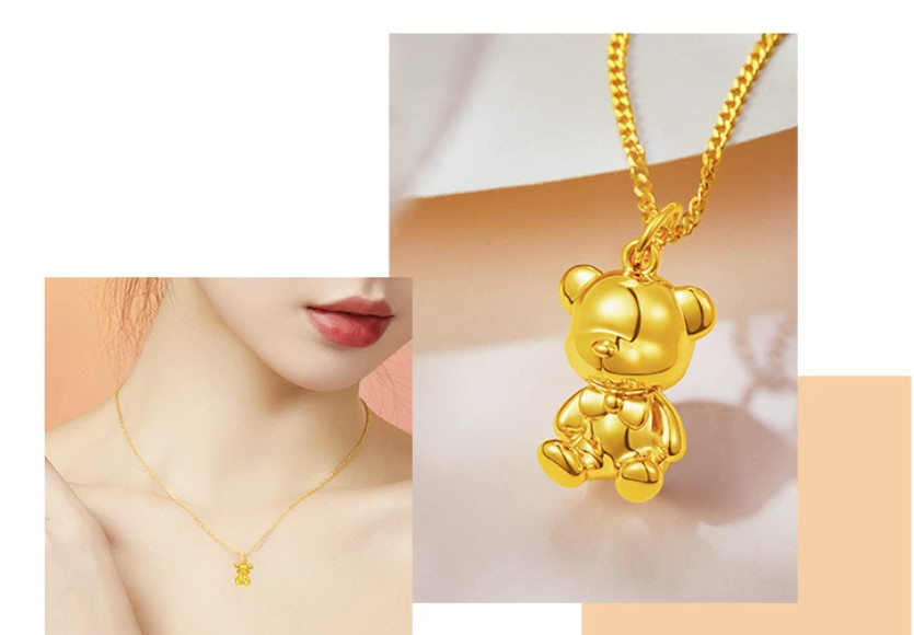 99% Pure Gold Cute Little Bear Necklace 1.69 grams