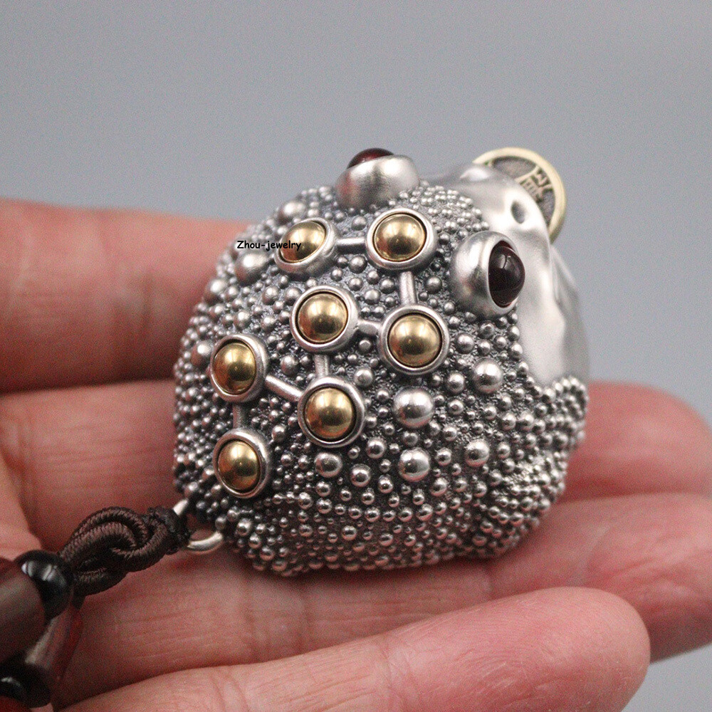 Solid S999 Fine Silver 999 Hand Pieces Wealth Golden Toad Pendant 49-50g 1.88in