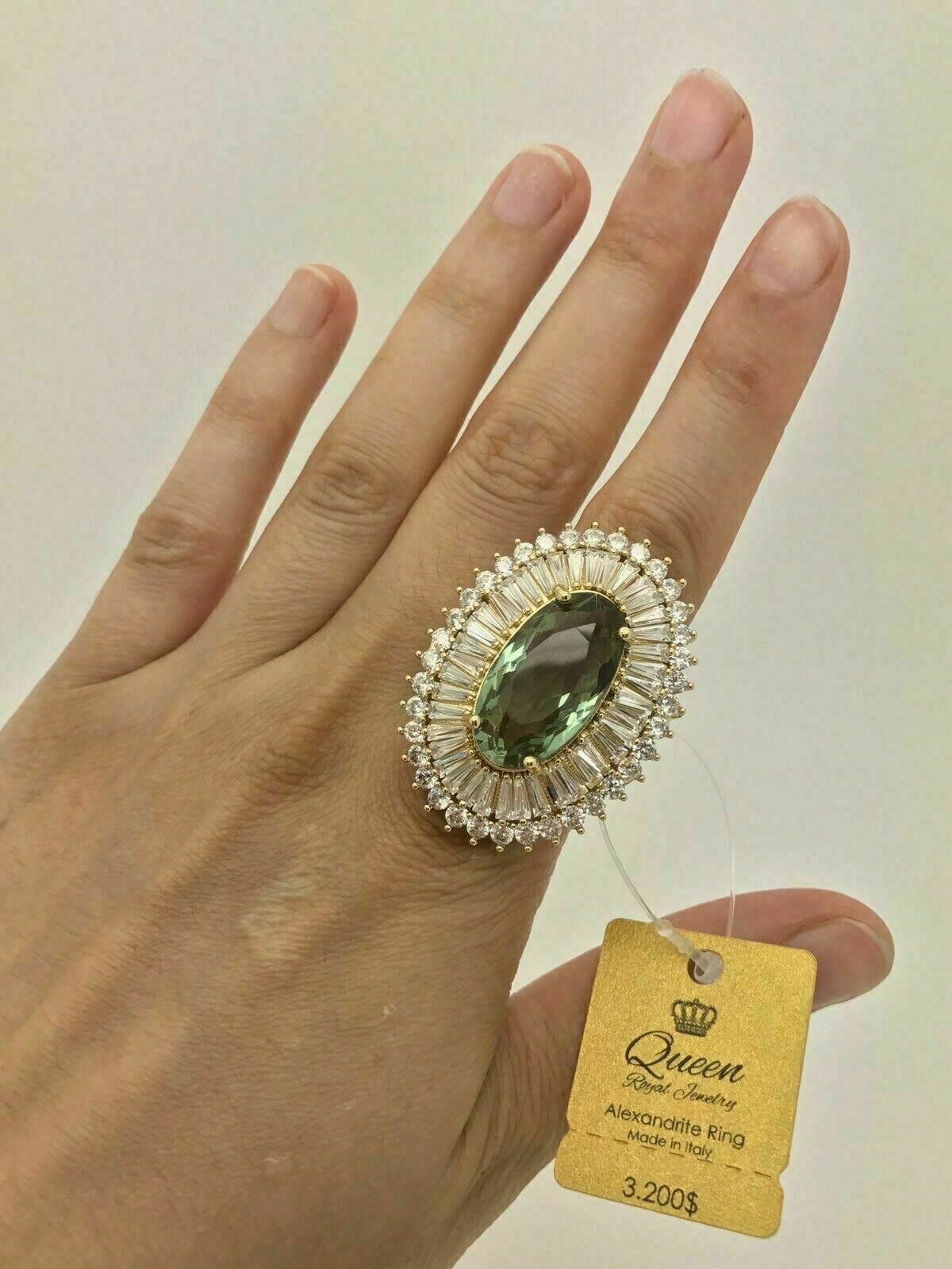 CERTIFIED MASTERPIECE OF ART COLOR CHANGE ALEXANDRITE DIAMOND RING ITALY SIZE 8