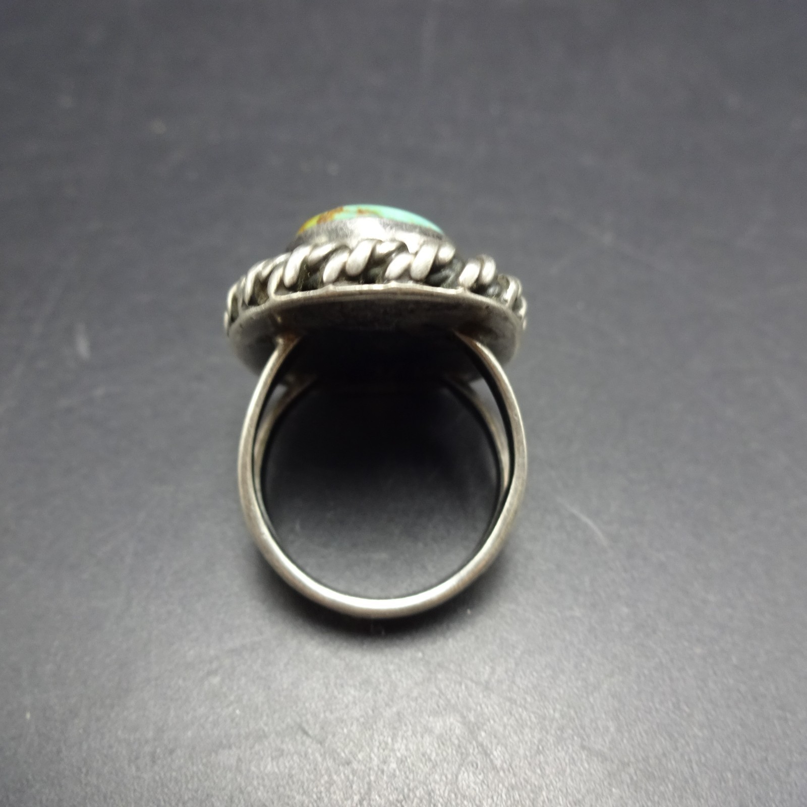 Old 1960s 1970s TURQUOISE Sterling Silver RING size 6.75 Vintage Pawn