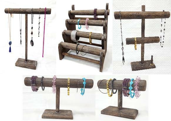 Wooden Jewelry Display Stand Wooden T Bar Necklace Bracelet Countertop Display