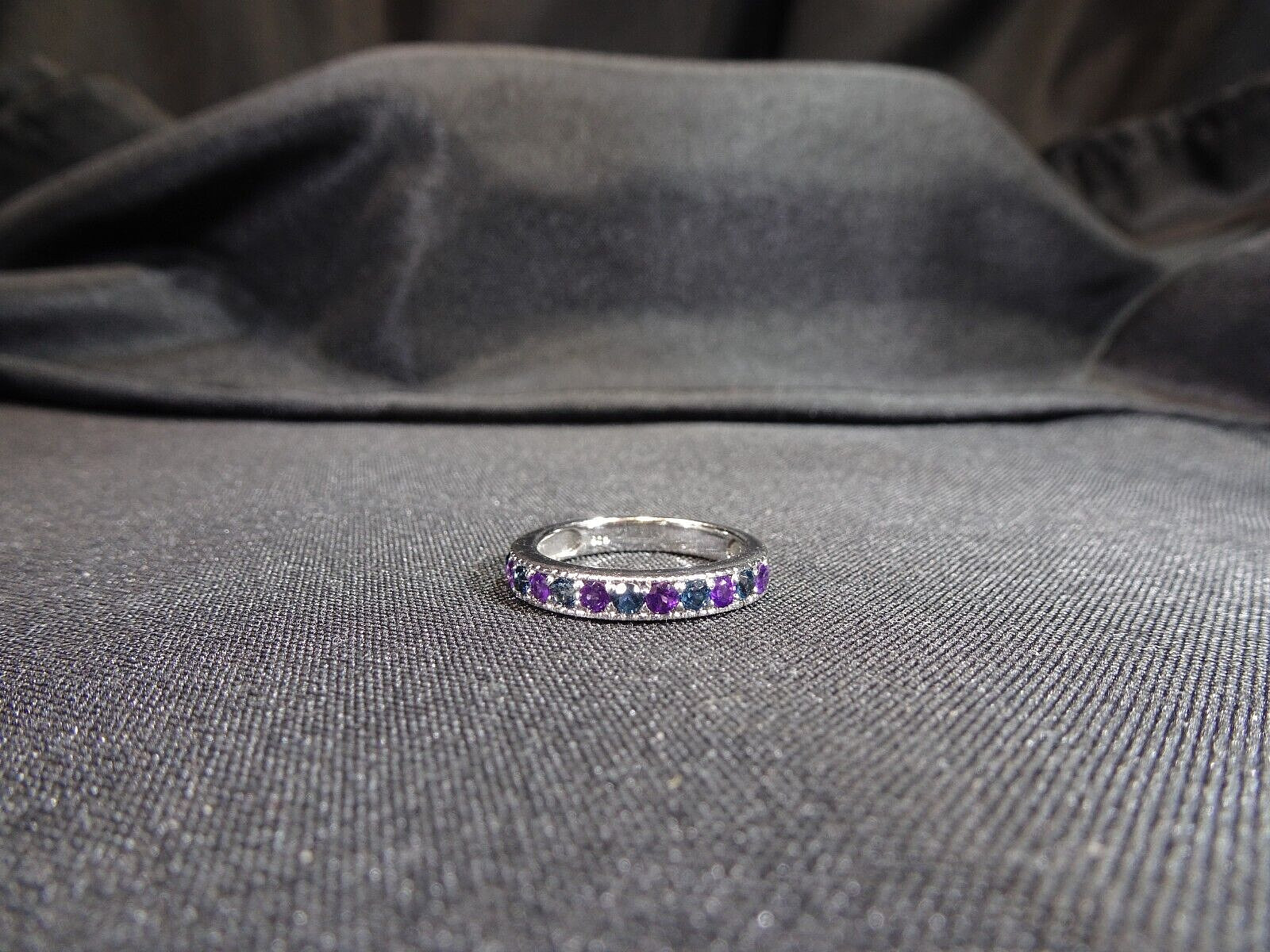0.90 ct Natural Purple Amethyst & London Blue Topaz Solid Sterling Silver Ring