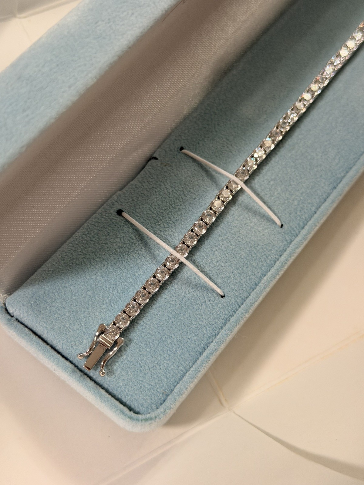 NEW QVC Epiphany Platinum Clad 925 Sterling Silver Diamonique 8” Tennis Bracelet