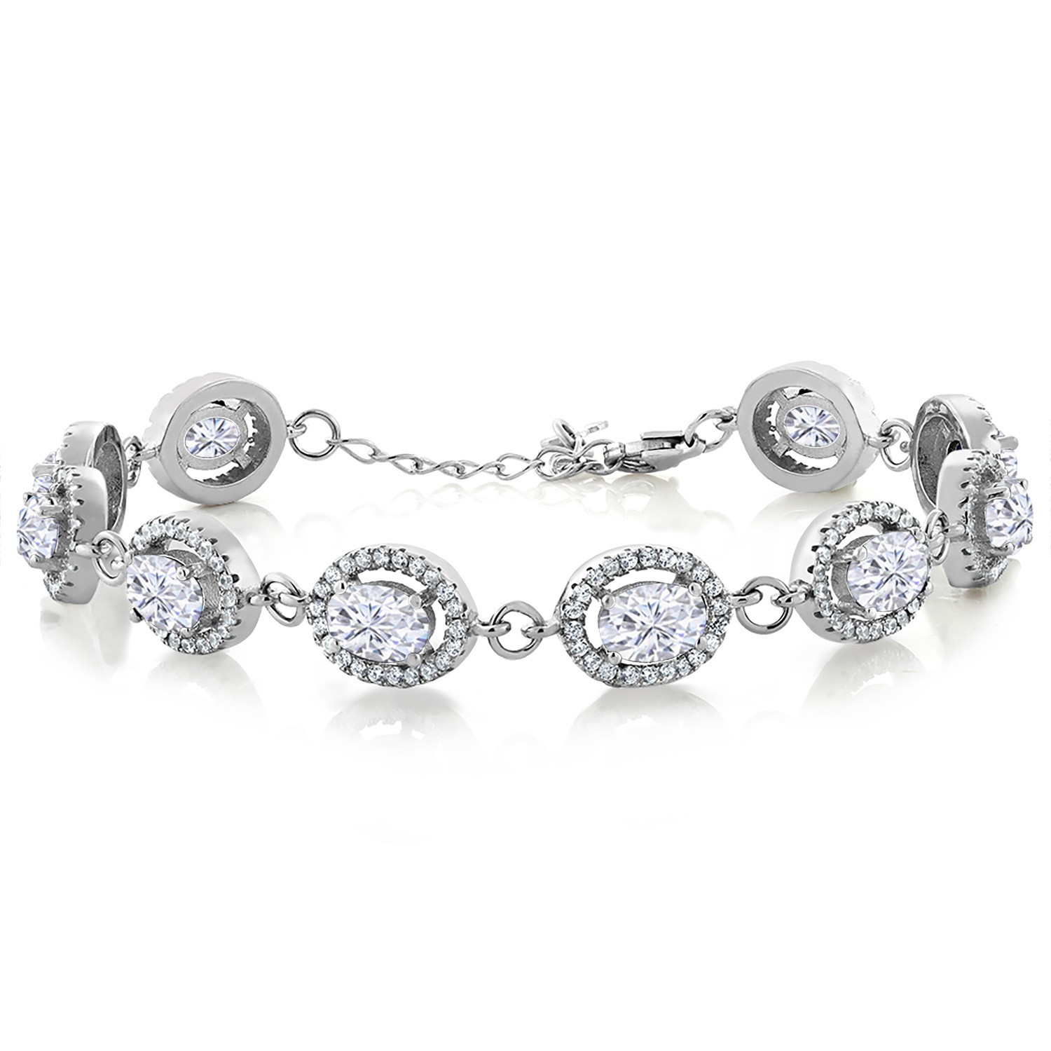 8-17 Cttw Oval Halo Statement Tennis Bracelet For Women | 925 Sterling Silver |