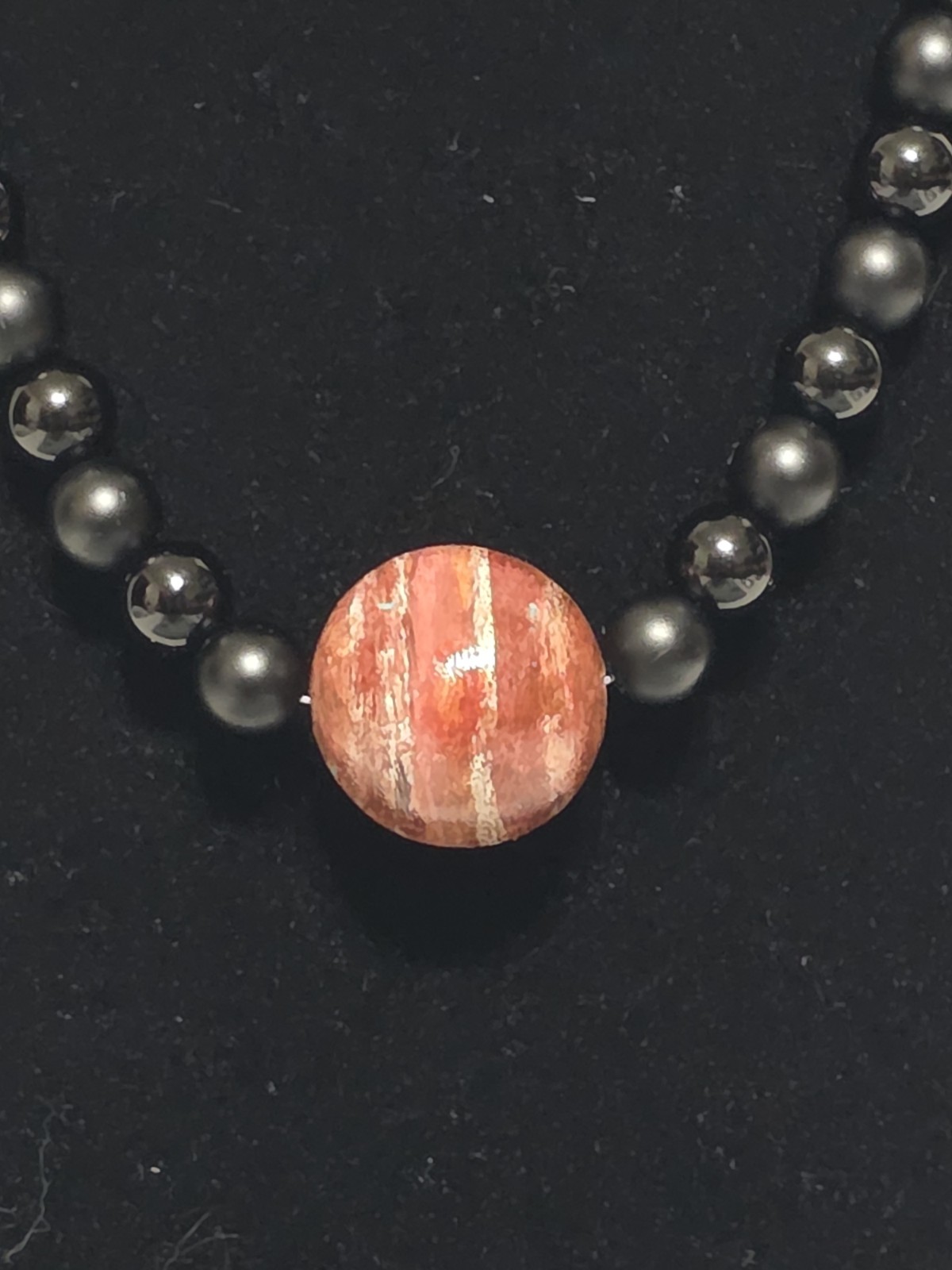 18.5in planet Jupiter hand painted with matte black and gloss black gemstones…
