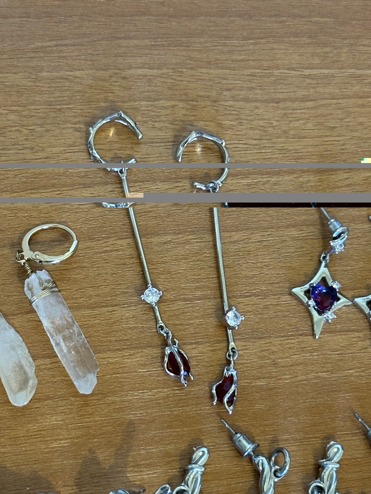 5 Pairs Assorted Dangle Earrings Gothic Crystal Star Cross Drop Earrings Lot