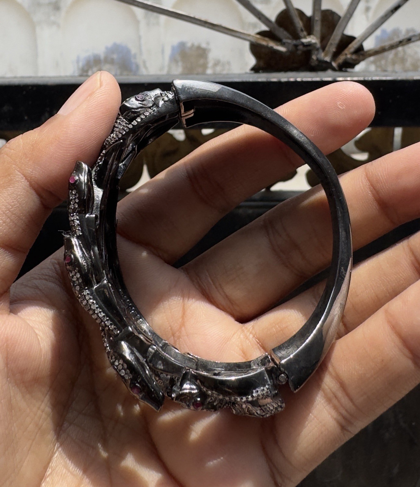 Natural Diamond Snake Bangle 925 Sterling Silver Victorian Handmade Jewelry