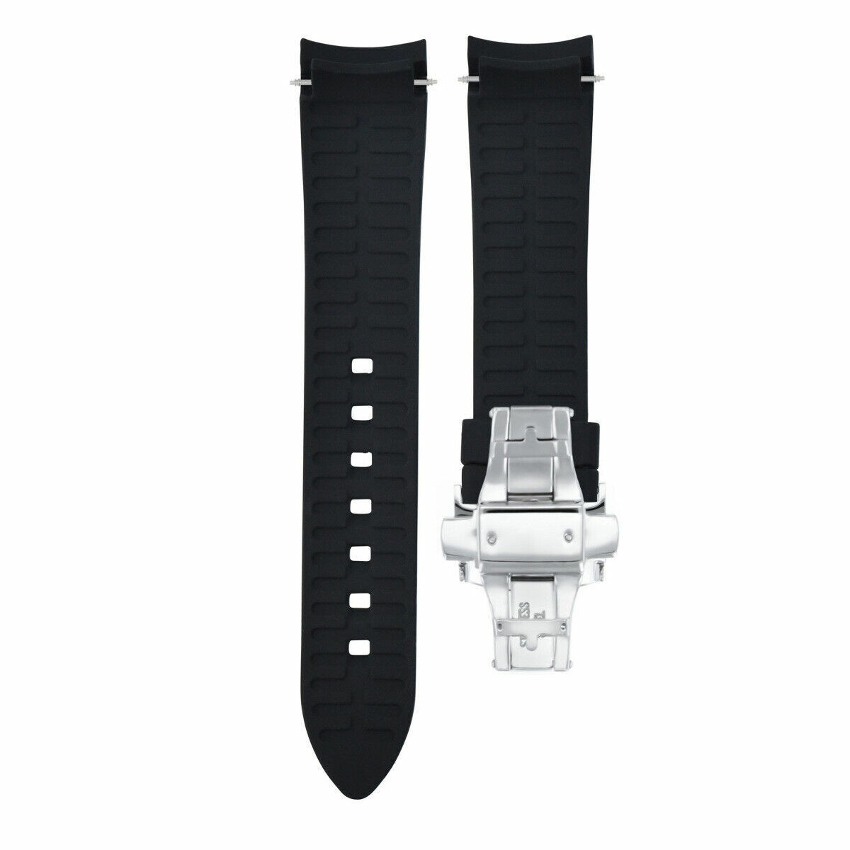 CURVED END SILICONE WATCH BAND RUBBER STRAP 18MM 19MM,20MM 21MM 22MM 24MM +CLASP