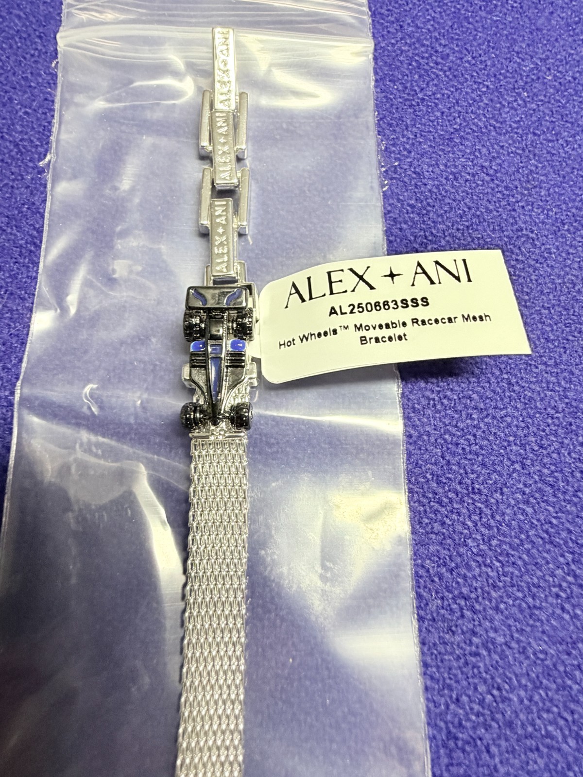 Alex and Ani Hot Wheels Moveable Racecar Mesh Bracelet New