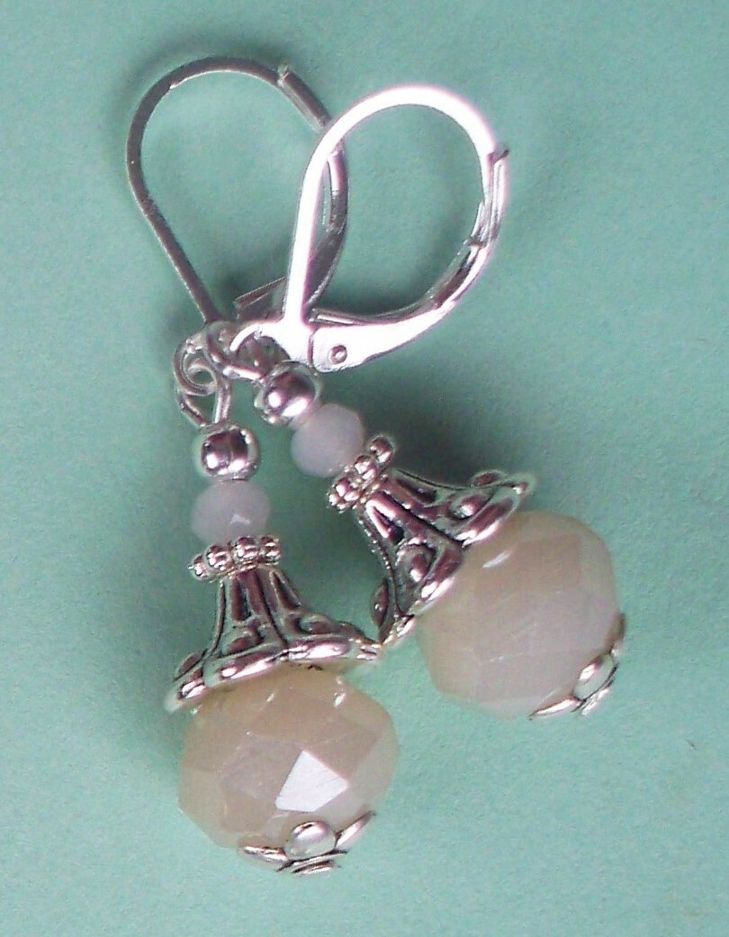 Frosted CHAMPAGNE CRYSTAL drops Leverback handcrafted YOU CHOOSE XX
