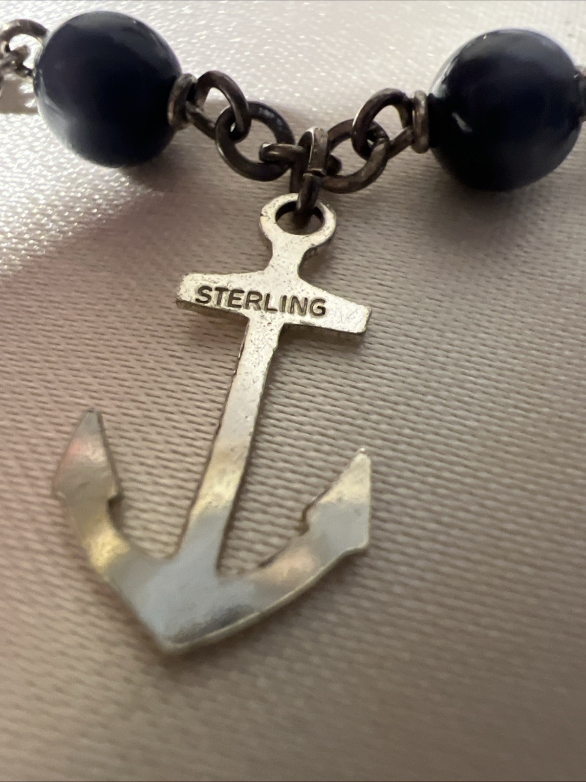Vtg Antique Sterling Silver 925 Cross religious Nautical Charm Bracelet 7”