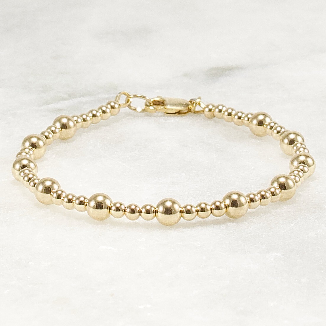 Gold Beaded Bracelet 14k Gold Filled 3mm 5mm