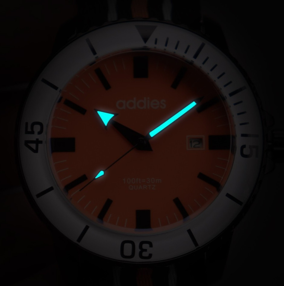 44MM ADDIESDIVE Quartz Diver Sports Watch Men’s Nylon Waterproof Luminous NEW