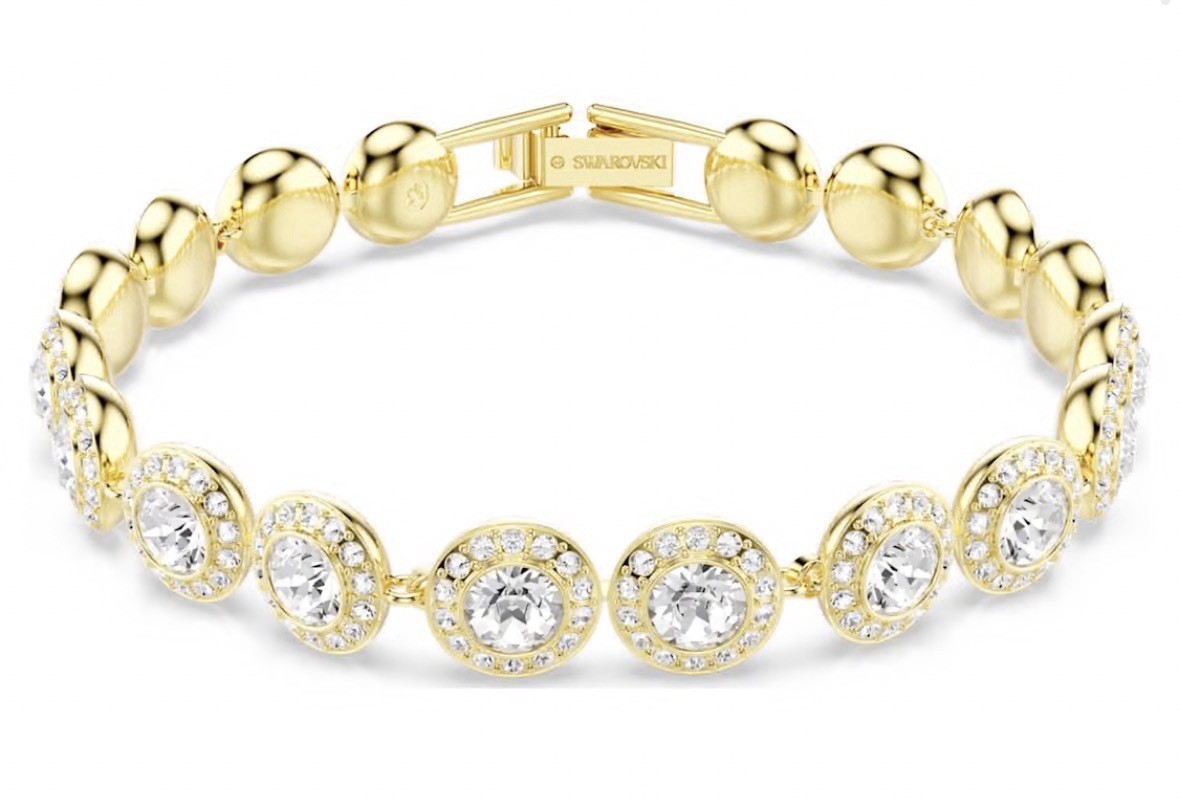 Swarovski Una Angelic Tennis Bracelet Round Cut, Pavé, Medium, White, Gold-Tone