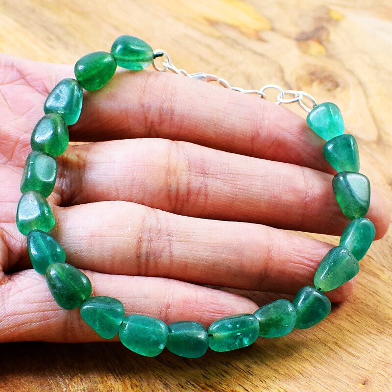 100.00 Cts Natural 7″ Long Green Fluorite Untreated Beads Bracelet NK 06E134