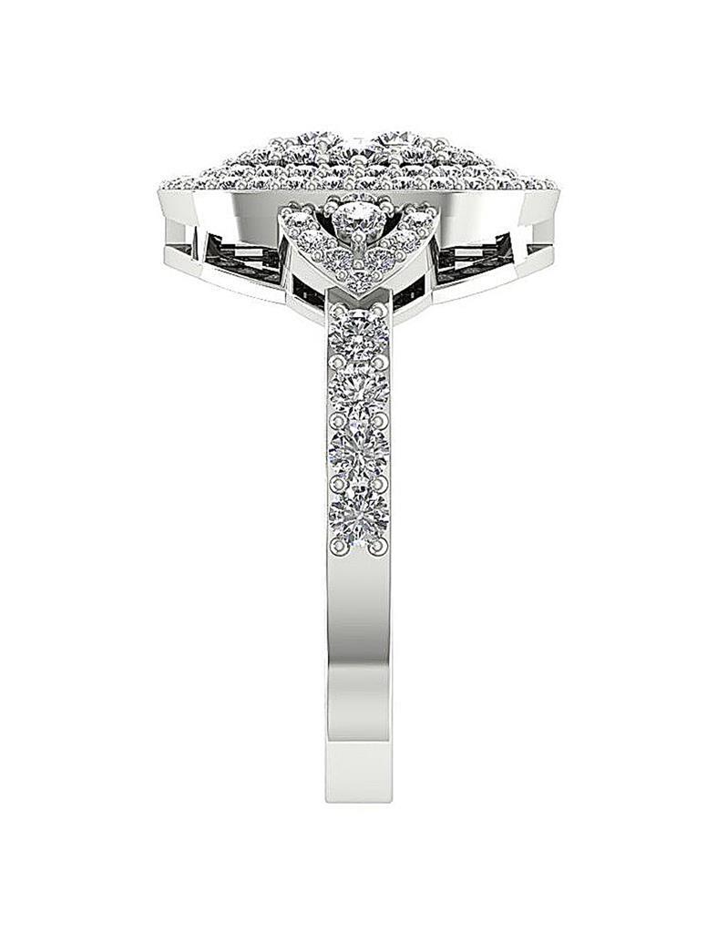 Right Hand Round Ring Natural Diamond SI1 G 1.50 Ct 14K White Gold 14.80 MM