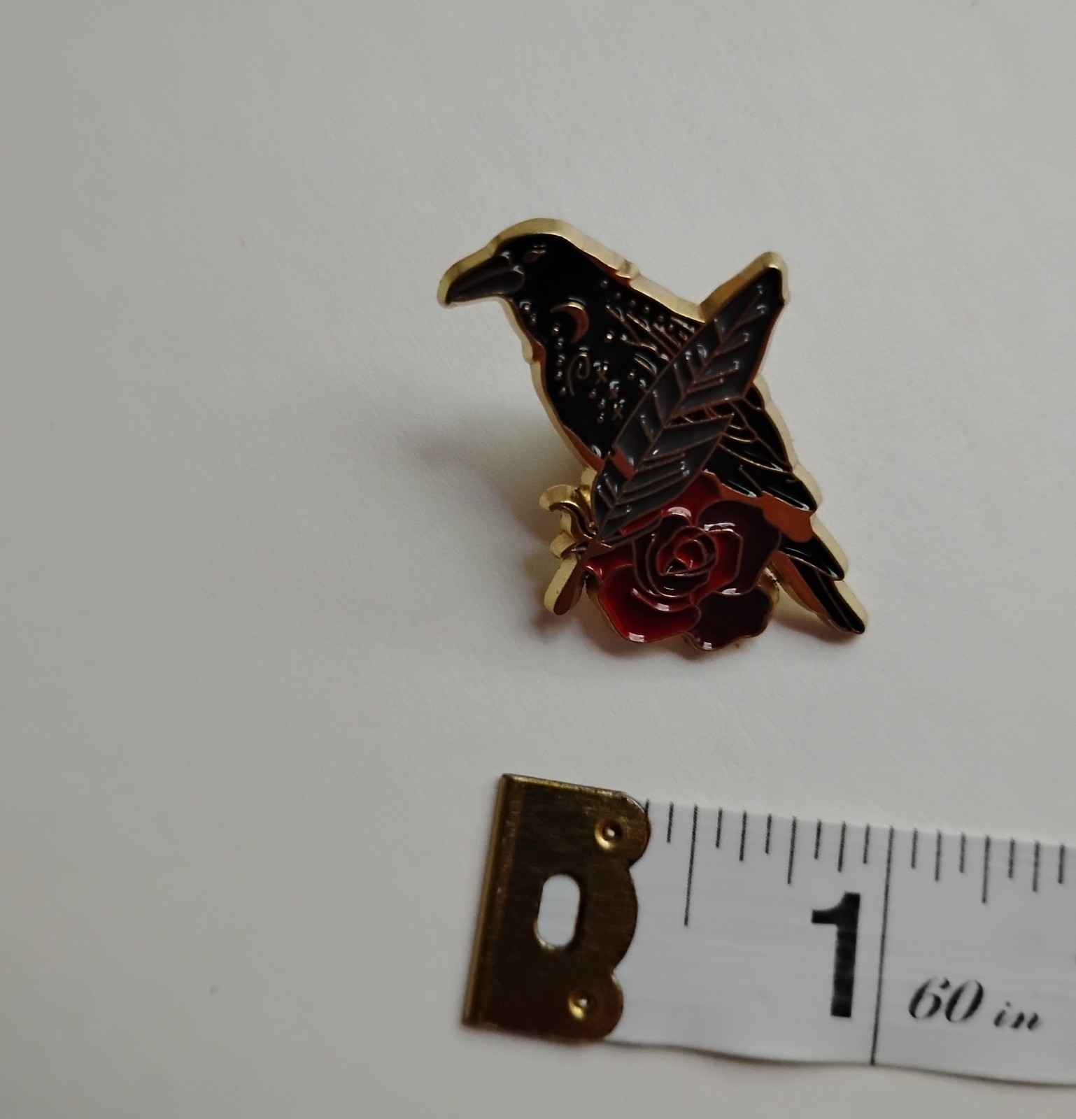 5 PC Enamel Black Crow Pins Gold Toned Raven Birds Jewelry Halloween Goth Emo