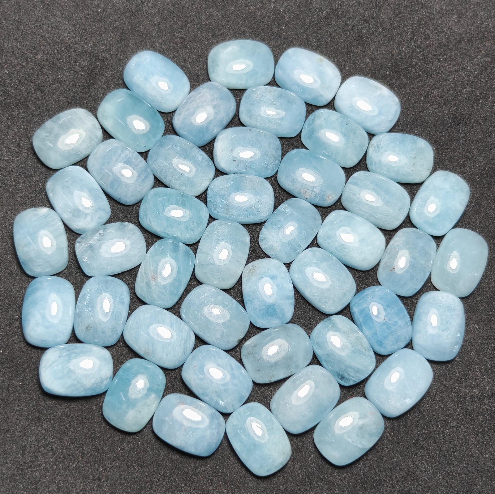 Natural Blue Aquamarine Cabochon Lot Loose Gemstone Blue Flashy|10x14mm