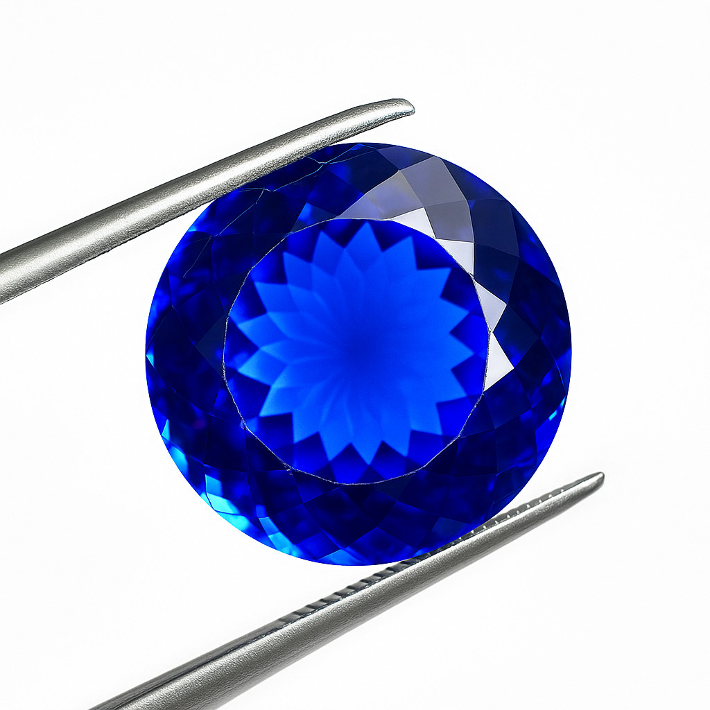 19.60 Ct Natural Kashmiri Blue Sapphire Round Cut Certified Loose Gemstone