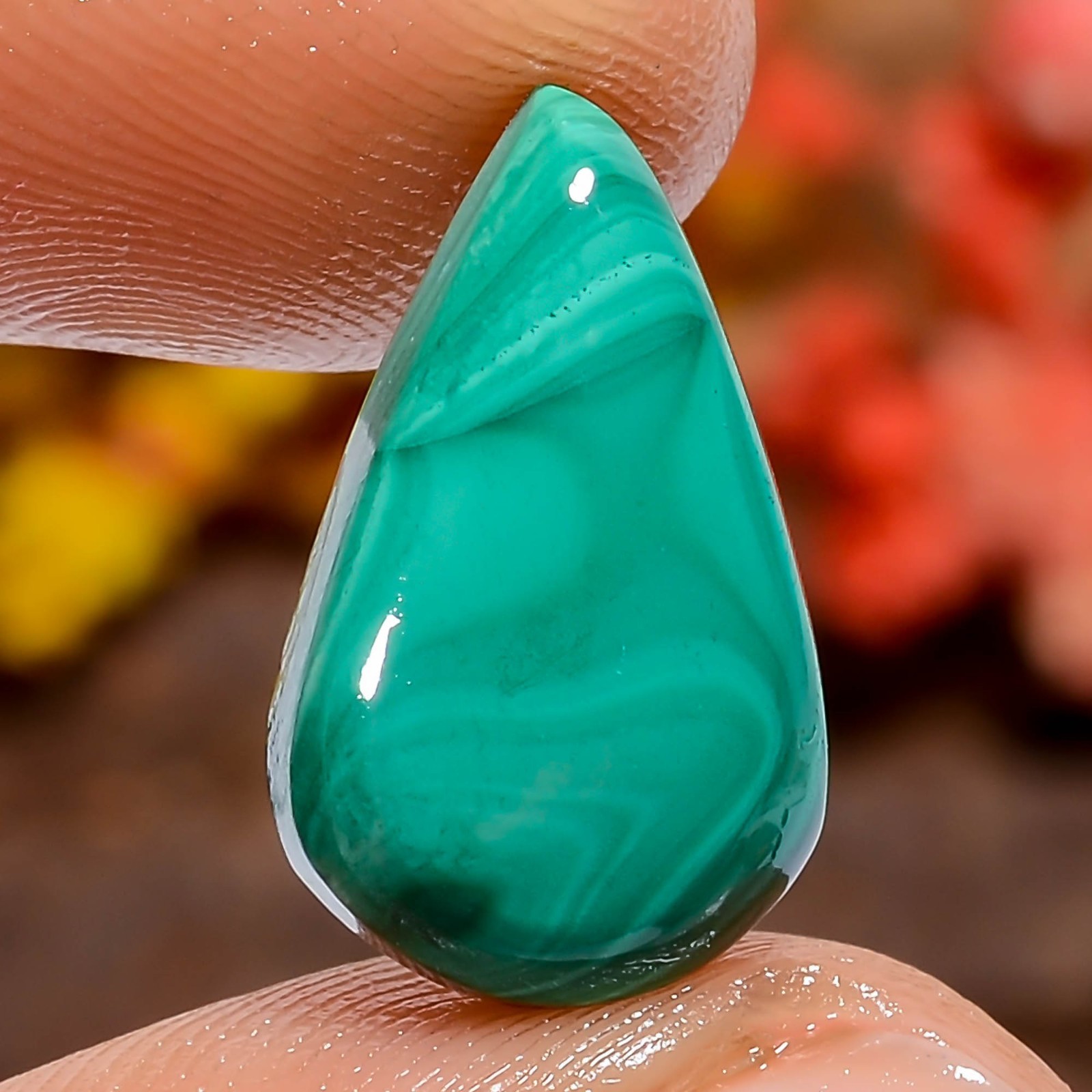 Natural Malachite Pear 10Ct 17X9X3mm Loose Gemstone Polished Stone Green Africa