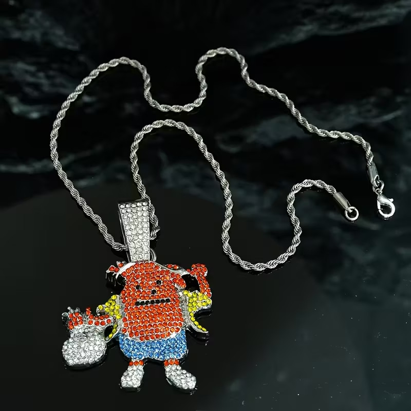 Kool Aid Man Money Bag Pendant & 18″ 20″ 24″ Rope Stainless Steel Chain Necklace