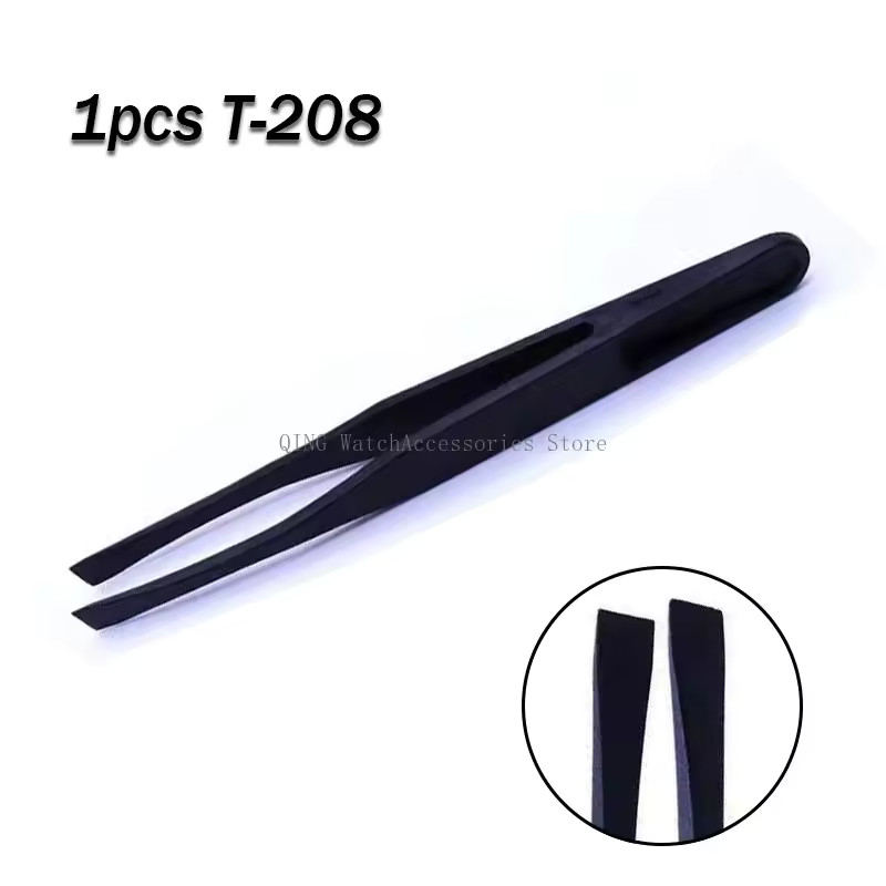 8pc Antistatic Carbon Fiber Tweezers Black Plastic Watchmaker Repair Tool Kit
