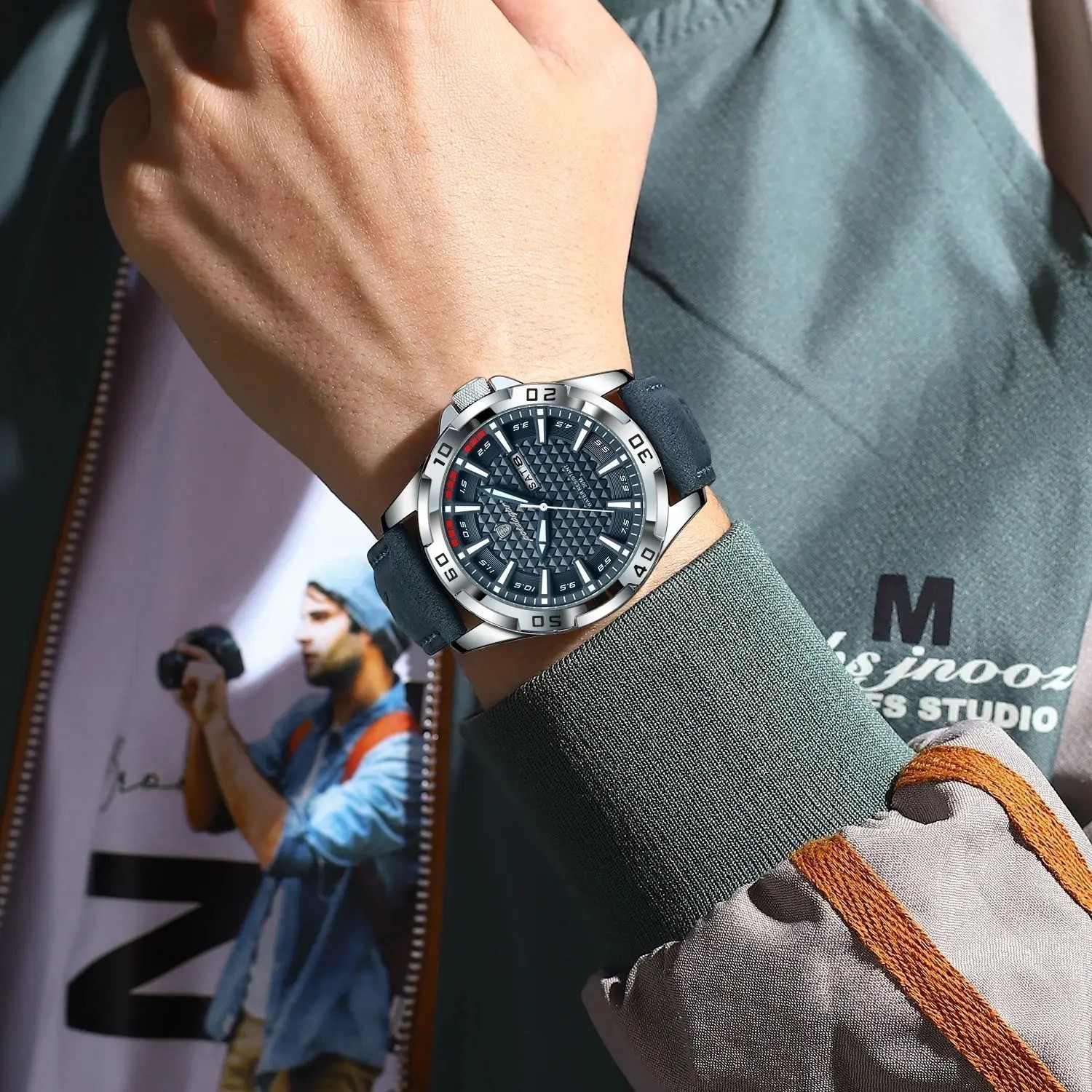 POEDAGAR Original Man Wristwatch Top Luxury Waterproof Luminous Watch Xmas Gift